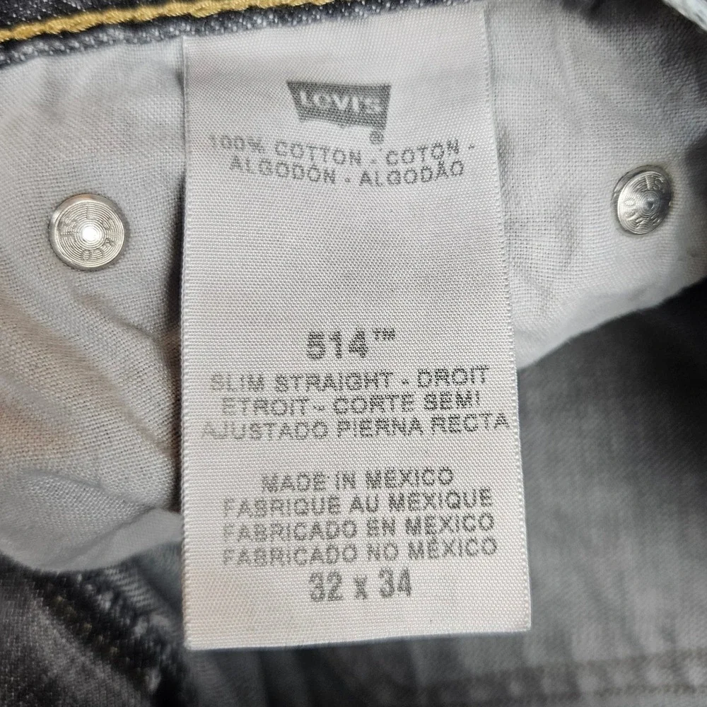 Levis 514 Jeans Men's 32x34 Slim Straight Black Faded Denim Cotton Vintage Y2K